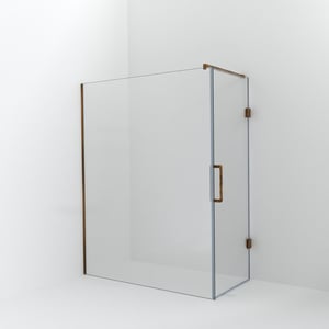 Balmani Modular inloopdouche met deur: 160 x 200 cm met deur 80 cm, Helder glas met coating, Brushed Rosegold profielen
