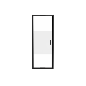 Luca Varess Vidor In Dusche Drehtür 80 cm x 190 cm Klarglas mit mattiertiem Streifen matt Schwarz profil