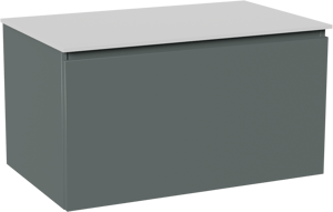 Balmani Sfera by Lucida meuble salle de bains suspendu 90 x 55 cm forest avec Stretto tablette simple en solid surface blanc mat