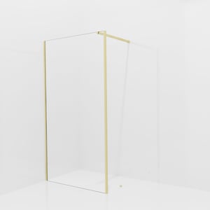 Balmani Modular douche à l'italienne avec paroi latérale fixe: 110 x 200 cm, Verre transparent, avec coating, Profil Brushed Champagne Gold