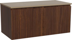 Storke Ribs meuble salle de bains suspendu 105 x 52 cm noyer avec Panton tablette simple en mélaminé chêne brut, Nervure droite symétrique verticale