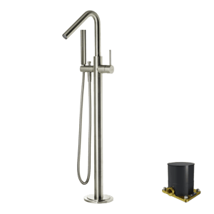 Blaufoss Round Move robinet baignoire îlot avec douchette Brushed CoolMetal
