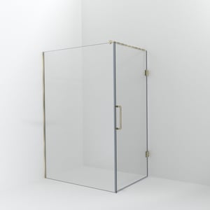 Balmani Modular inloopdouche met deur: 140 x 200 cm met deur 100 cm, Helder glas, Brushed Champagne Gold profielen