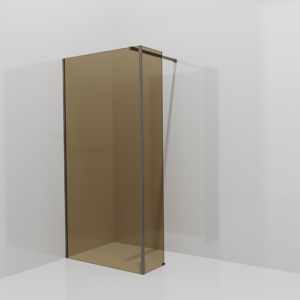 Balmani Modular douche à l'italienne avec paroi latérale fixe: 100 x 200 cm, Verre bronze, Profil Brushed GunMetal
