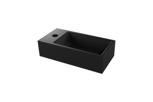 Luca Varess Cubic midi fonteintje Mat Zwart Porselein 40,5x20cm links