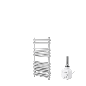 Vipera Alegria sèche-serviettes Doublé 50 x 100 cm chauffage électrique blanc brillant raccordement latéral et central possible 800W, résistance incluse