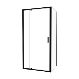 Luca Varess Vidor Telescope douchehoek met draaideur en vaste zijwand 100 x 80 cm helder glas mat zwart profiel