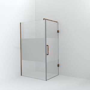 Balmani Modular douche à l'italienne avec porte: 120 x 200 cm avec porte 90 cm, Verre transparent avec bande mate, Profil Brushed Rosegold