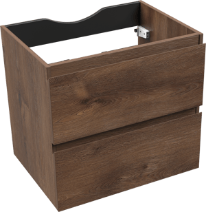 Linie Lado hängender Waschbeckenunterschrank: 60 x 46 cm, braune Eiche, 2 Schubladen