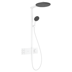 Hansgrohe Raindance Alive S 300 2jets Showerpipe Duschsystem mit Thermostatbatterie: Wandmontage, Weiß Matt