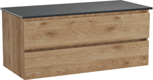 Balmani Lucida meuble salle de bains suspendu 120 x 55 cm chêne brut avec Stretto tablette simple en granit noir