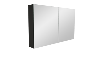 Balmani Mitra Spiegelschrank Bad: 120 x 72 cm, Schwarz Matt