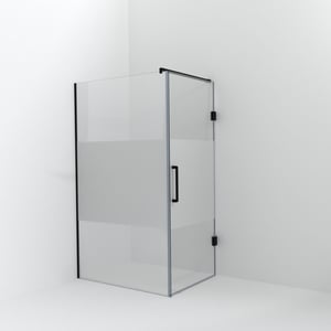 Balmani Modular douche à l'italienne avec porte: 120 x 200 cm avec porte 90 cm, Verre transparent avec bande mate, Profil Noir mat