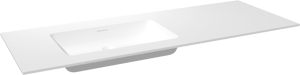 Storke Mata asymmetrisch linkse wastafel matte solid surface 140 x 52 cm combinatie kast 45 cm