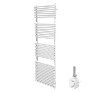 Vipera Vesuvio sèche-serviettes Simple 60 x 180 cm chauffage électrique blanc mat raccordement latéral et central possible 1.250W, résistance incluse