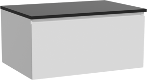 Storke Edge zwevend badmeubel 75 x 52 cm mat wit met Panton enkel wastafelblad in gepoedercoate mdf mat zwart
