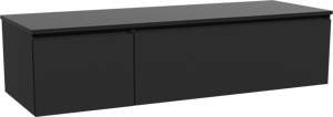 Storke Edge zwevend badkamermeubel 150 x 52 cm mat zwart met Panton enkel of dubbel tablet in gepoedercoate mdf mat zwart