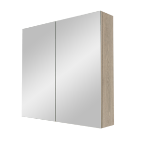 Linie Montro Spiegelschrank Bad: 80 x 75 cm, graue Eiche