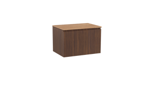 Storke Ribs meuble salle de bains suspendu 75 x 52 cm noyer avec Panton tablette simple en mélaminé chêne brut, Nervure droite symétrique verticale