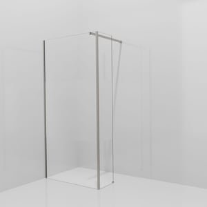 Balmani Modular inloopdouche met vaste zijwand: 100 x 200 cm, Helder glas met matte strook, Brushed Inox profielen