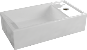 Linie Baro enkele wastafel Glanzend Witte porselein 41 x 22 cm