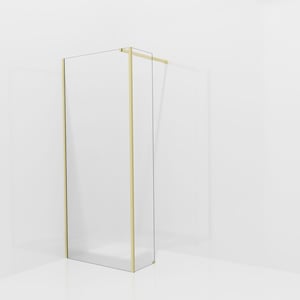 Balmani Modular inloopdouche met vaste zijwand: 90 x 200 cm, Ribs met coating, Brushed Champagne Gold profielen