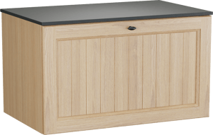 Balmani Lemon meuble salle de bains suspendu 90 x 55 cm, plaqué chêne naturel avec Stretto tablette simple en granit noir