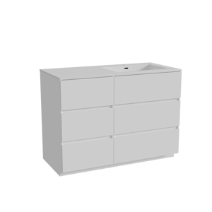 Storke Edge staand badkamermeubel 110 x 52 cm glanzend wit met Diva asymmetrisch rechtse wastafel in composietmarmer glanzend wit