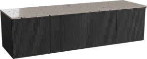 Balmani Forma meuble salle de bains suspendu 180 x 55 cm chêne noir avec Stretto tablette simple ou double en terrazzo greige terrazzo, Nervure droite symétrique verticale