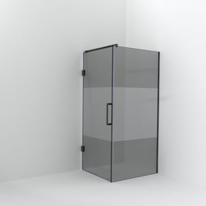 Balmani Modular inloopdouche met deur: 100 x 200 cm met deur 90 cm, Rookglas met matte strook met coating, Brushed GunMetal profielen
