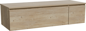 Storke Edge zwevend badkamermeubel 140 x 52 cm ruwe eik met Panton enkel of dubbel tablet in melamine ruwe eik