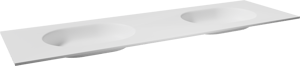 Balmani Tablo Oval dubbele wastafel mat witte Solid Surface 180 x 55 cm