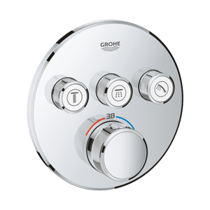 Grohe Grohtherm SmartControl Round thermostat de douche encastré 3 sorties chrome brillant