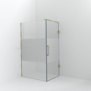 Balmani Modular douche à l'italienne avec porte: 120 x 200 cm avec porte 90 cm, Verre transparent avec bande mate, Profil Brushed Champagne Gold