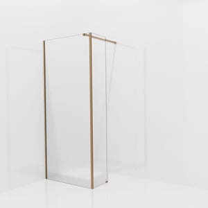 Balmani Modular inloopdouche met vaste zijwand: 90 x 200 cm, Ribs met coating, Brushed Rosegold profielen
