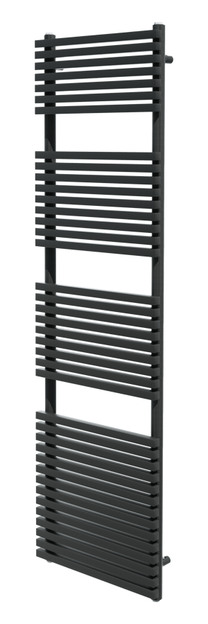 Vipera Vesuvio enkele handdoekradiator 50 x 180 cm centrale verwarming mat zwart zij- en middenaansluiting 1.232W