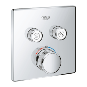 Grohe Grohtherm SmartControl Square thermostat de douche encastré 2 fonctions chrome brillant