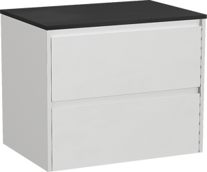 Storke Seda zwevend badmeubel 75 x 52 cm mat wit met Panton enkel wastafelblad in gepoedercoate mdf mat zwart