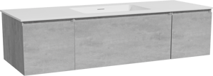 Storke Edge zwevend badkamermeubel 145 x 52 cm beton donkergrijs met Mata enkele wastafel in solid surface mat wit