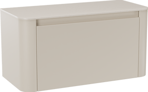 Storke Soft zwevend badmeubel 100 x 46 cm Sand mat met Tavola Soft enkel wastafelblad in solid surface beige granita