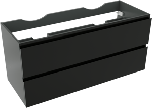 Linie Lado meuble sous-lavabo suspendu 120 x 46 cm Noir Mat 2 tiroirs 2 découpés de siphon
