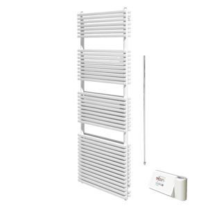 Vipera Vesuvio sèche-serviettes Doublé 60 x 180 cm chauffage électrique blanc mat raccordement latéral et central possible 1.500W, résistance incluse