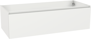 Storke Edge hängender Waschbeckenunterschrank: 120 x 52 cm, Weiß matt, 1 Schublade, 2 Siphonaussparungen