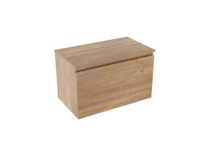 Linie Lado zwevend badkamermeubel 80 x 46 cm natuur eik met Lado enkel tablet in melamine natuur eik