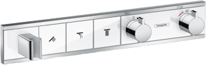 Hansgrohe RainSelect Thermostat-Duscharmatur: Unterputz, mit Brausehalter, für 3 Verbraucher, Chrom und Weiß glänzend