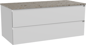 Balmani Mitra meuble salle de bains suspendu 120 x 55 cm blanc mat avec Stretto tablette simple ou double en terrazzo greige terrazzo