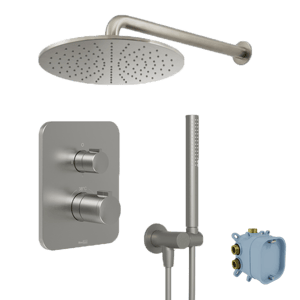 Blaufoss Smartbox Softline Duschsystem: Unterputz, inkl. Thermostat-Duscharmatur, Brushed CoolMetal