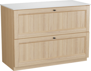 Balmani Lemon staand badmeubel 120 x 55 cm, fineer naturel eiken met Stretto enkel of dubbel wastafelblad in mat wit