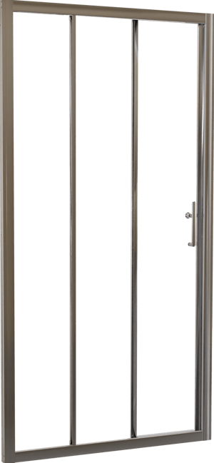 Linie Cadiz dreiteilige Dusche Schiebetür 100 cm x 190 cm Klarglas Brushed Chrome Profil