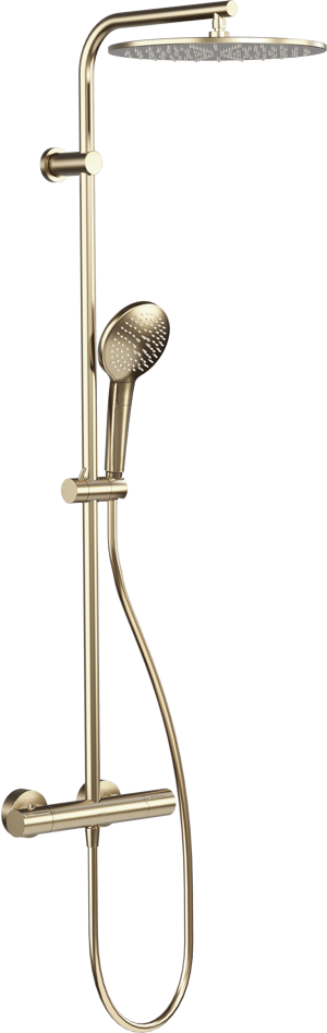 Blaufoss Round 300 colonne de douche de pluie robinet thermostatique Brushed Champagne Gold